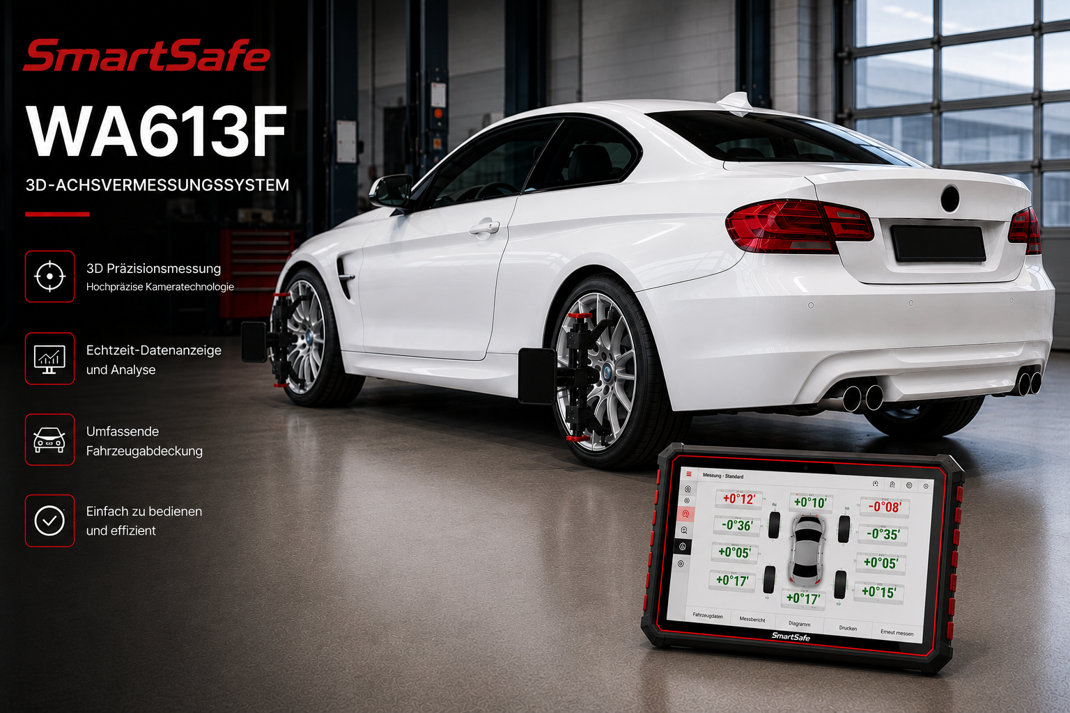 SmartSafe WA613F – Bodenbasiertes 3D-Achsvermessungssystem