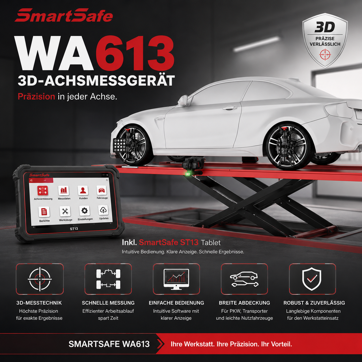 SmartSafe WA613 – Kabelloses 3D-Achsvermessungssystem